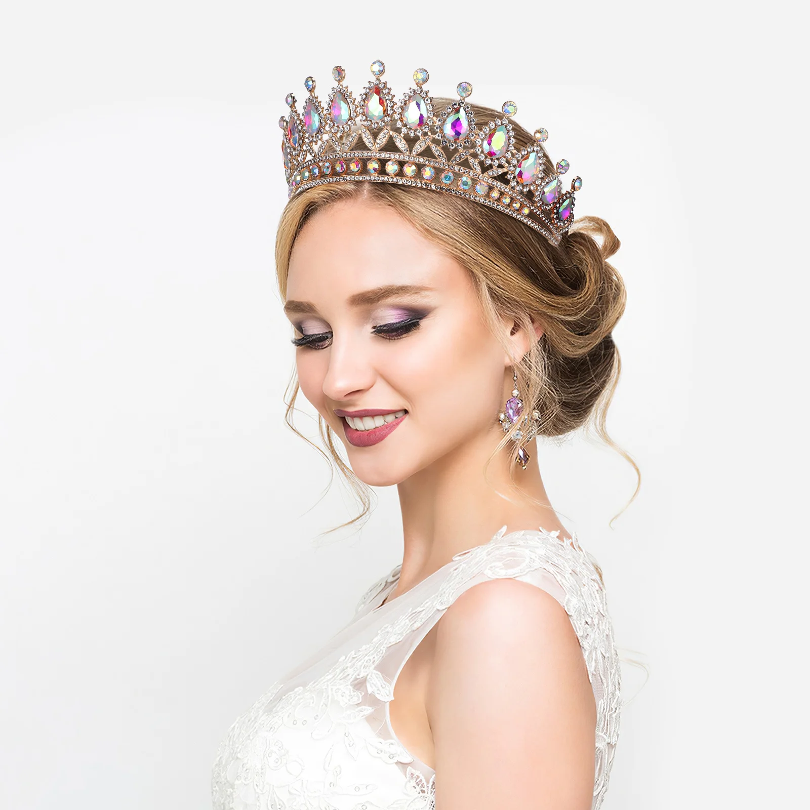 

Baroque Style Rhinestone Bridal Crown Tiara Wedding Birthday Party Headpiece Prom Tiara Bachelorette Crown Homecoming Crowns