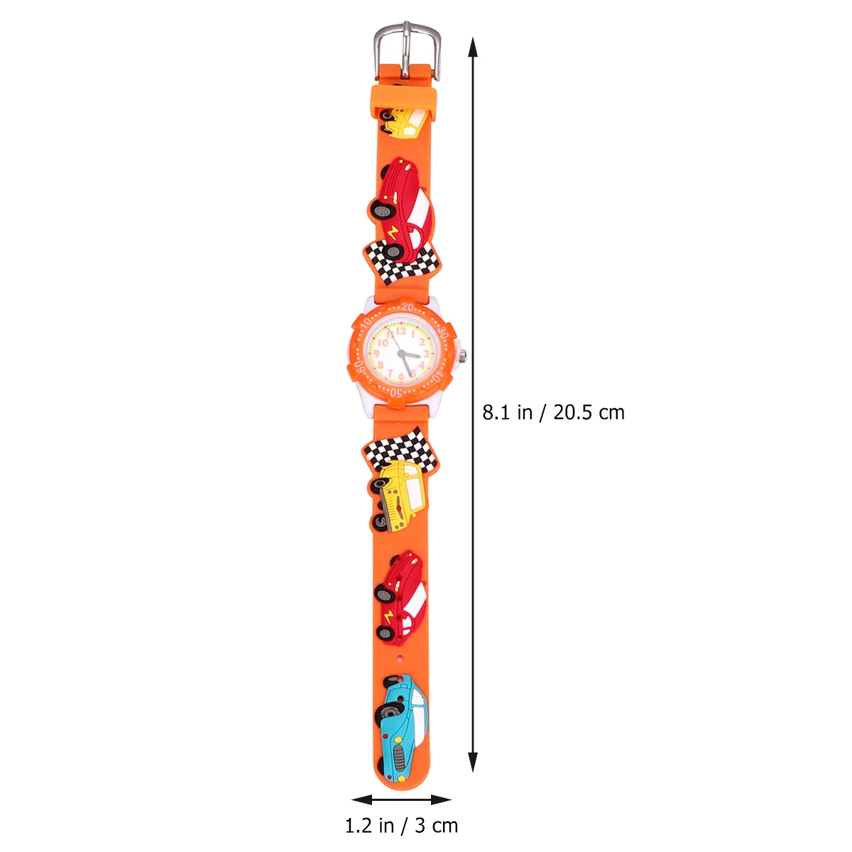 Cartoon 3D Watch Orange Car Pattern Waterproof Wristwatch Lightweight Design For Gift