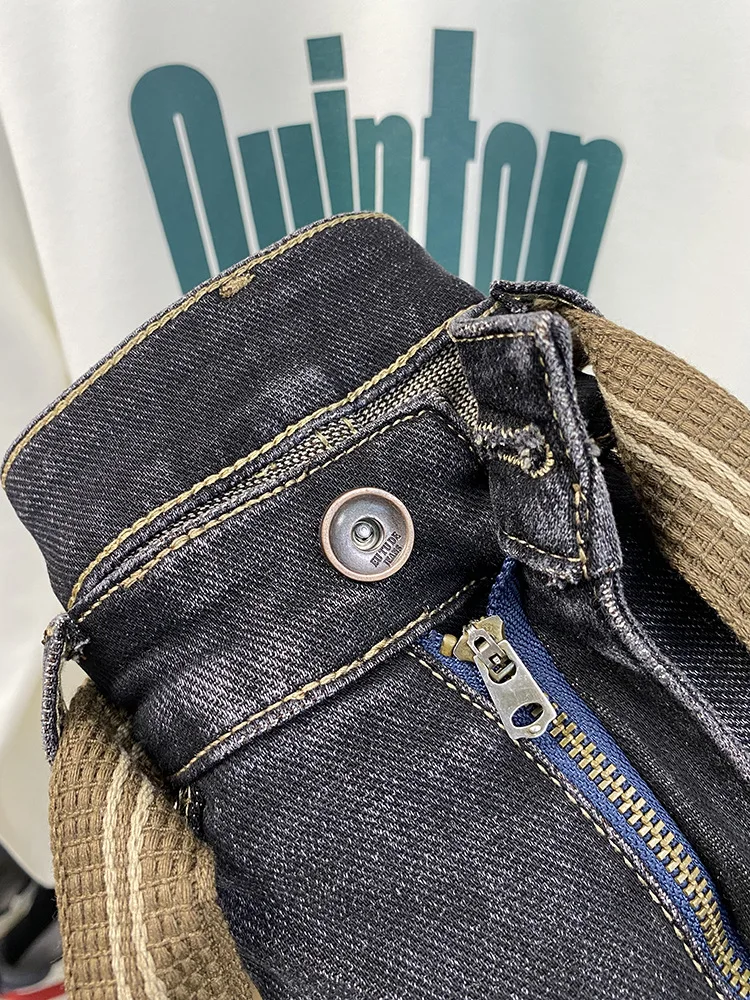 Осень 2023, новые мужские джинсы, модные микро-свободные уличные ракальные красивые эластичные брюки на маленькой ноге