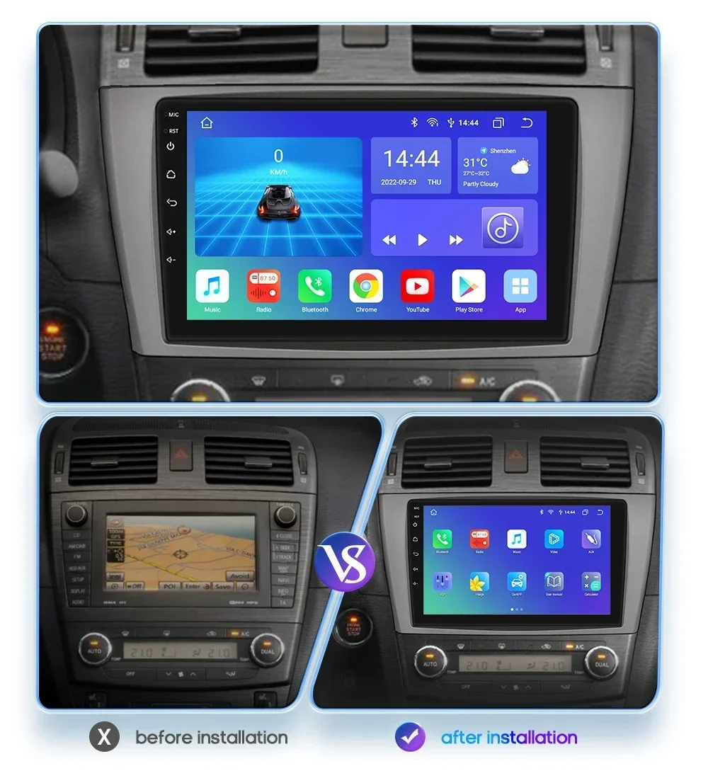 Hizpo AI Voice 2 Din Android Auto Car Multimedia For Toyota Avensis T27 2008-2015 Radio Carplay 4G GPS 2din Automotivo Autoradio