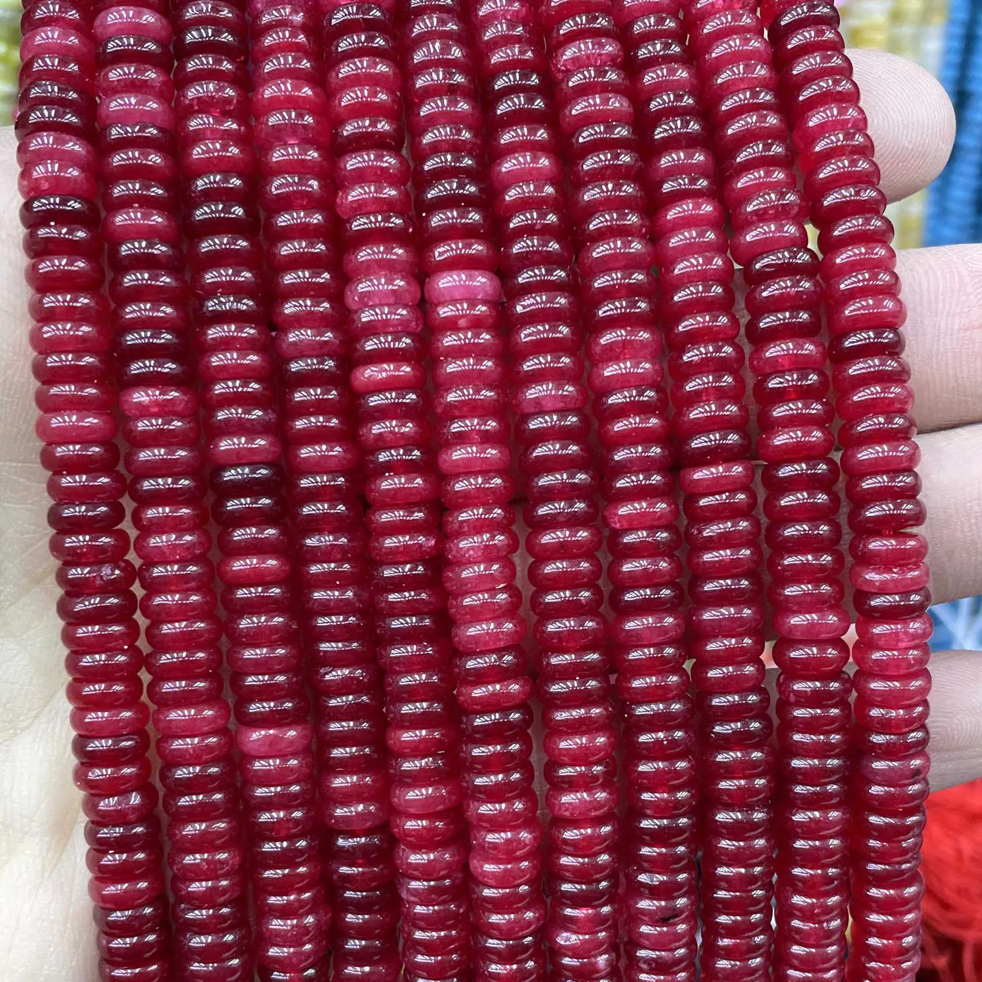 Natural Stone Flat Rondelle Light orange Jade Chalcedony Abacus Spacer Beads For Jewelry Making Diy Bracelet Necklace  2X6MM
