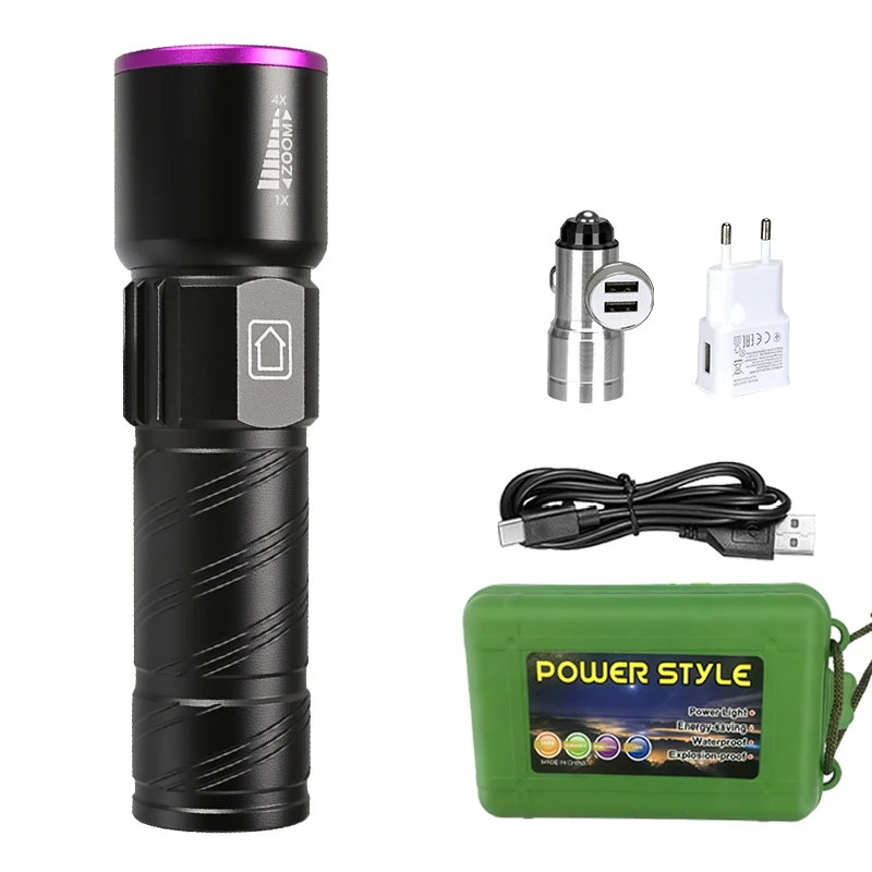 395nm LED UV Flashlight Rechargeable Zoomable Torch Light for Pet Urine Stain Detector Tools Lantern Money Fluorescer Detector, image 10