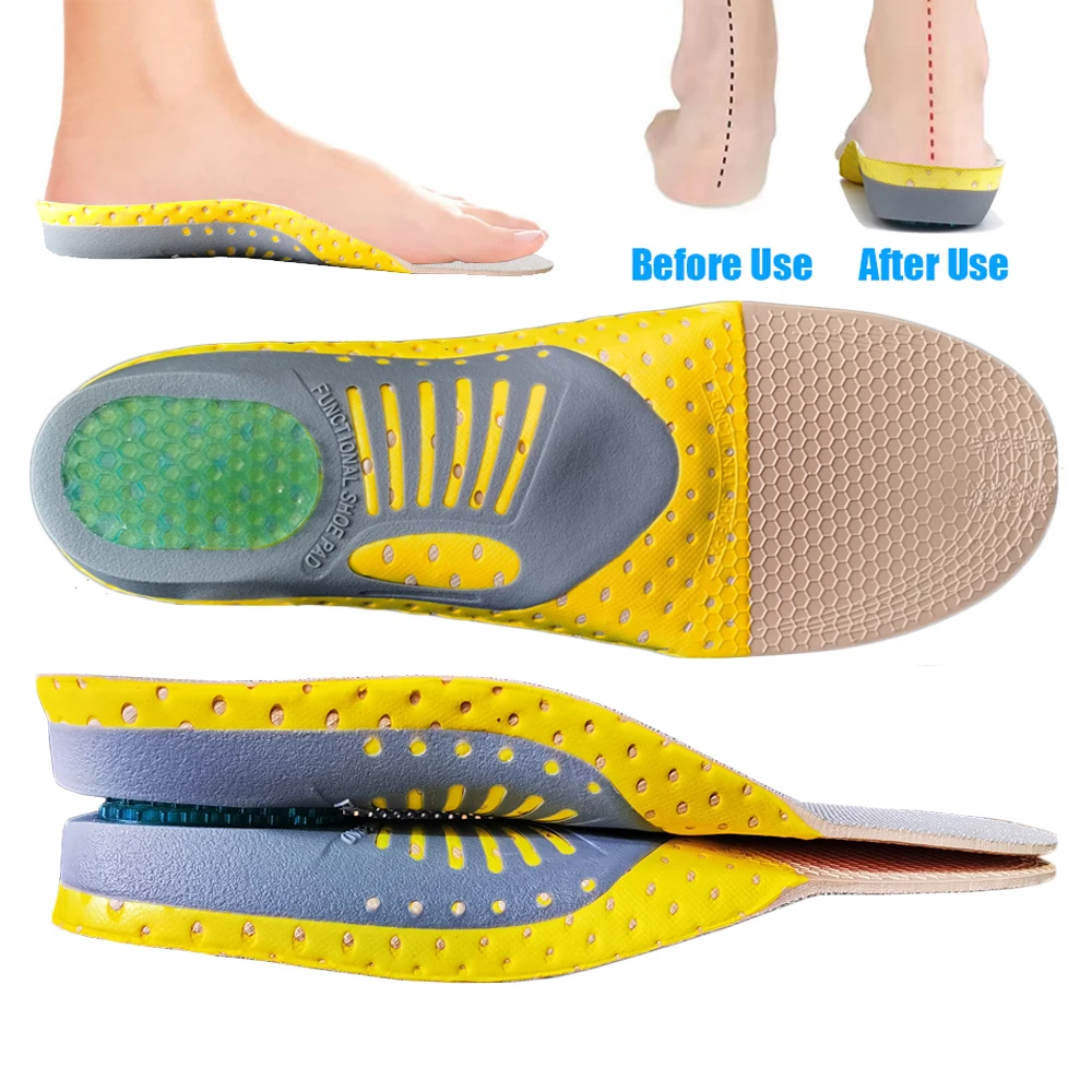 Orthotic High Arch Support Flat Foot Orthopedic Insoles for Shoes Men Plantar Fasciitis Relief Gel Shock Absorbing Sport Insoles