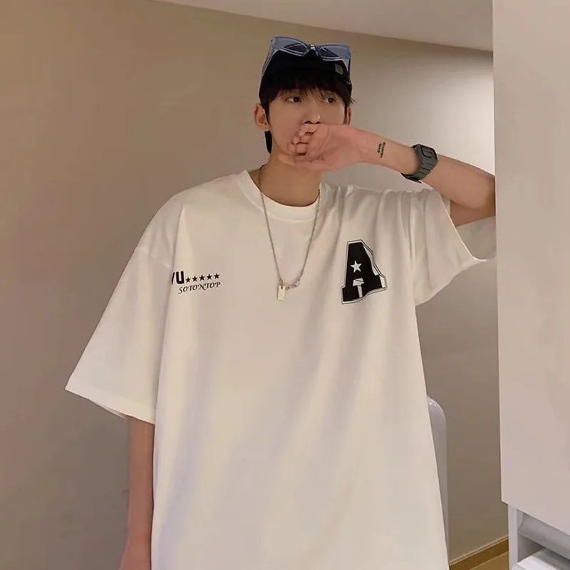 New 2023 Summer Fashion Oversize Short Sleeved Men Cotton T-Shirt Loose Funny Cartoon Anime Print Fat Plus Size Mens T Shirt