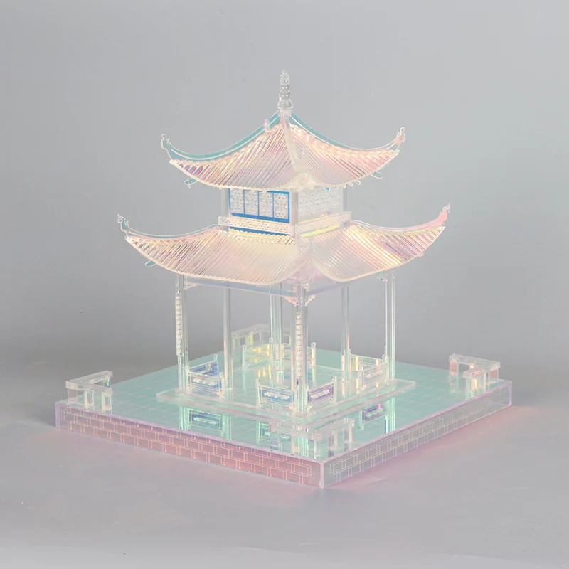 LAB new Chinese transparent acrylic house loft art advanced simulation sculpture soft decoration model ancient architectural