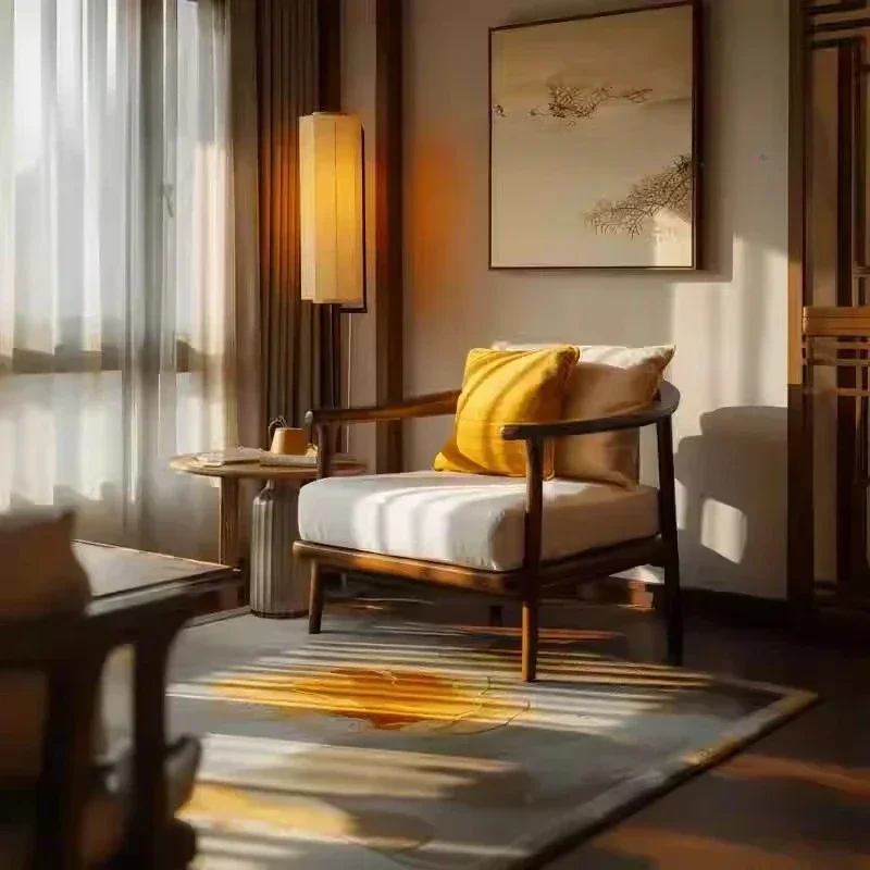 أريكة مفردة وابي سابي ويند ما بعد الحداثة مصممة من الخشب الصلب فيلا استقبال كرسي ترفيهي إيطالي