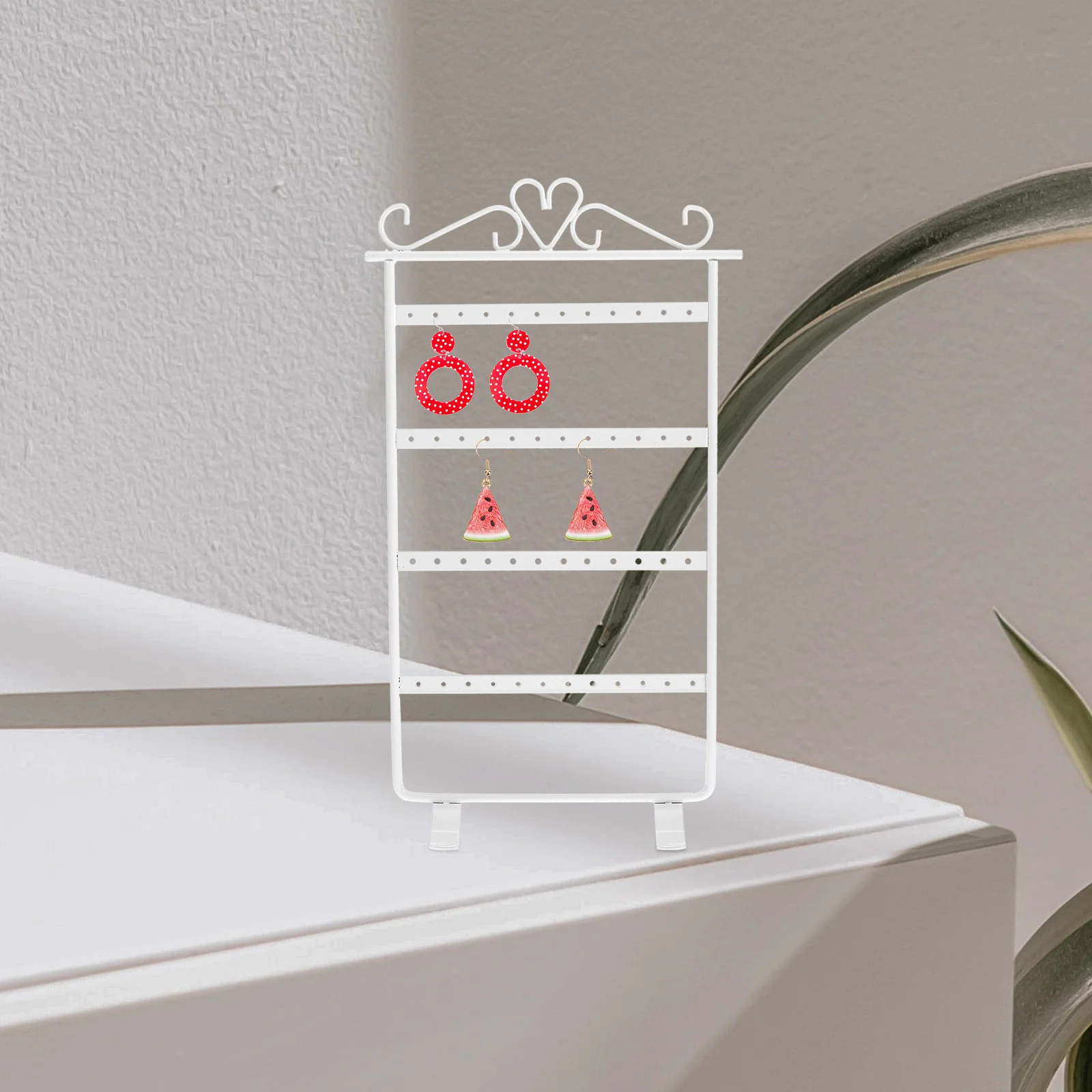 

Jewelry Organizer Earrings Rack Metal Display Stand White Sturdy Durable Storage for Earrings and Accessories Jewelry Holder
