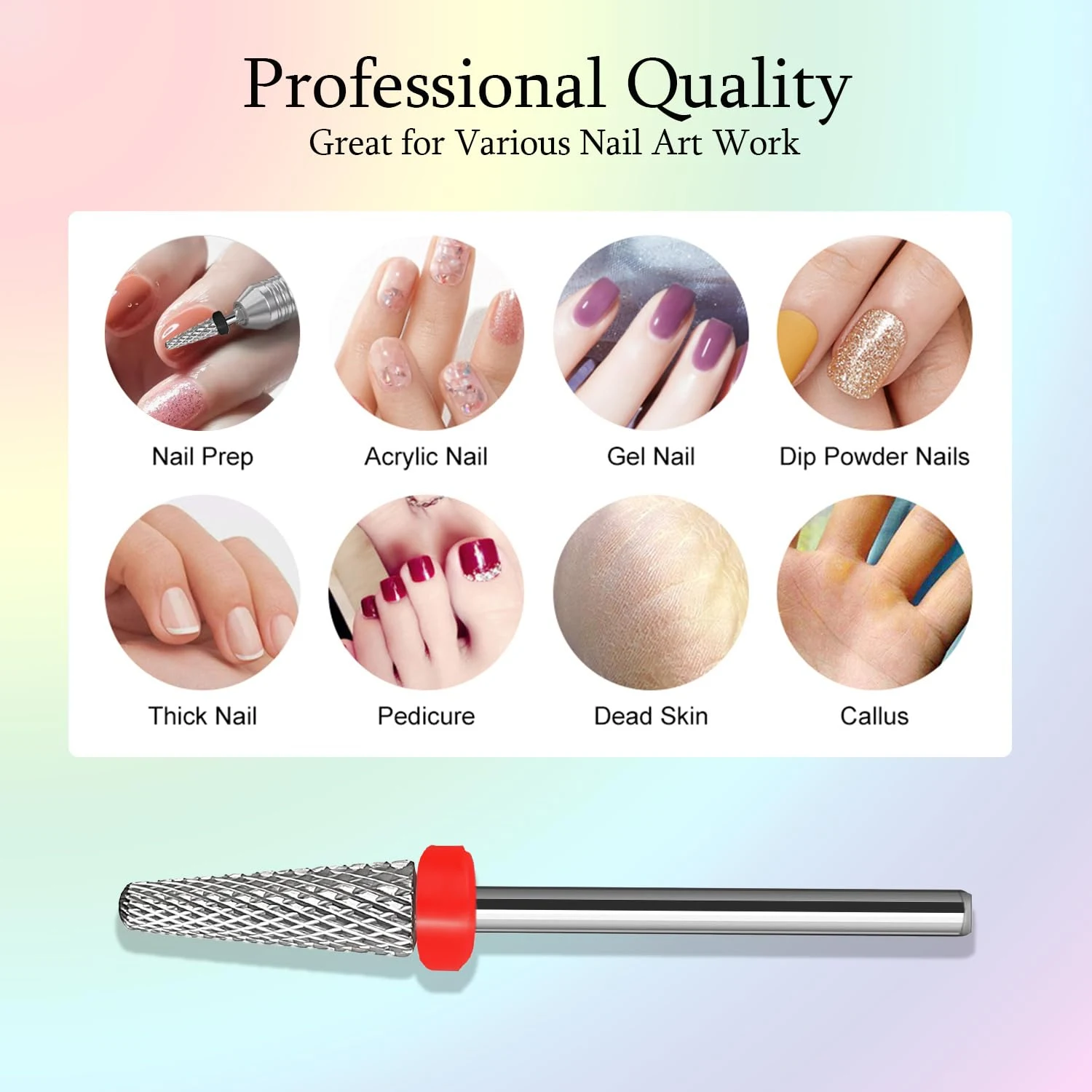 Tungsten Carbide Nail Drill Bits,3/32'' Efile Electric Cuticle Bits, Two Way Manicure Polishing Art Remove Acrylic Cuticle Safet