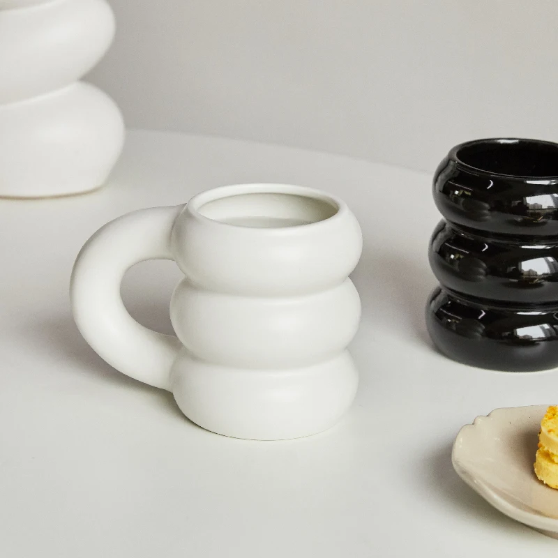 Creative Water Cup Ceramic Mug Nordic Coffee Cups with Big Handrip Colored Ceramics Big Juice Mugs