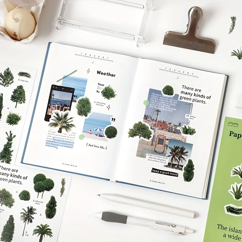 2 sheets Daily Colorful Stickers Material Paper for DIY Journaling Stationery