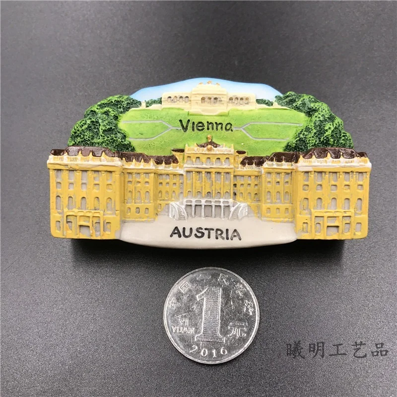 Hot Selling Newest Austria Vienna Salzburg Resin Stereo 3d Magnetic Refrigerator Magnets Creative Souvenirs Whiteboard Sticker