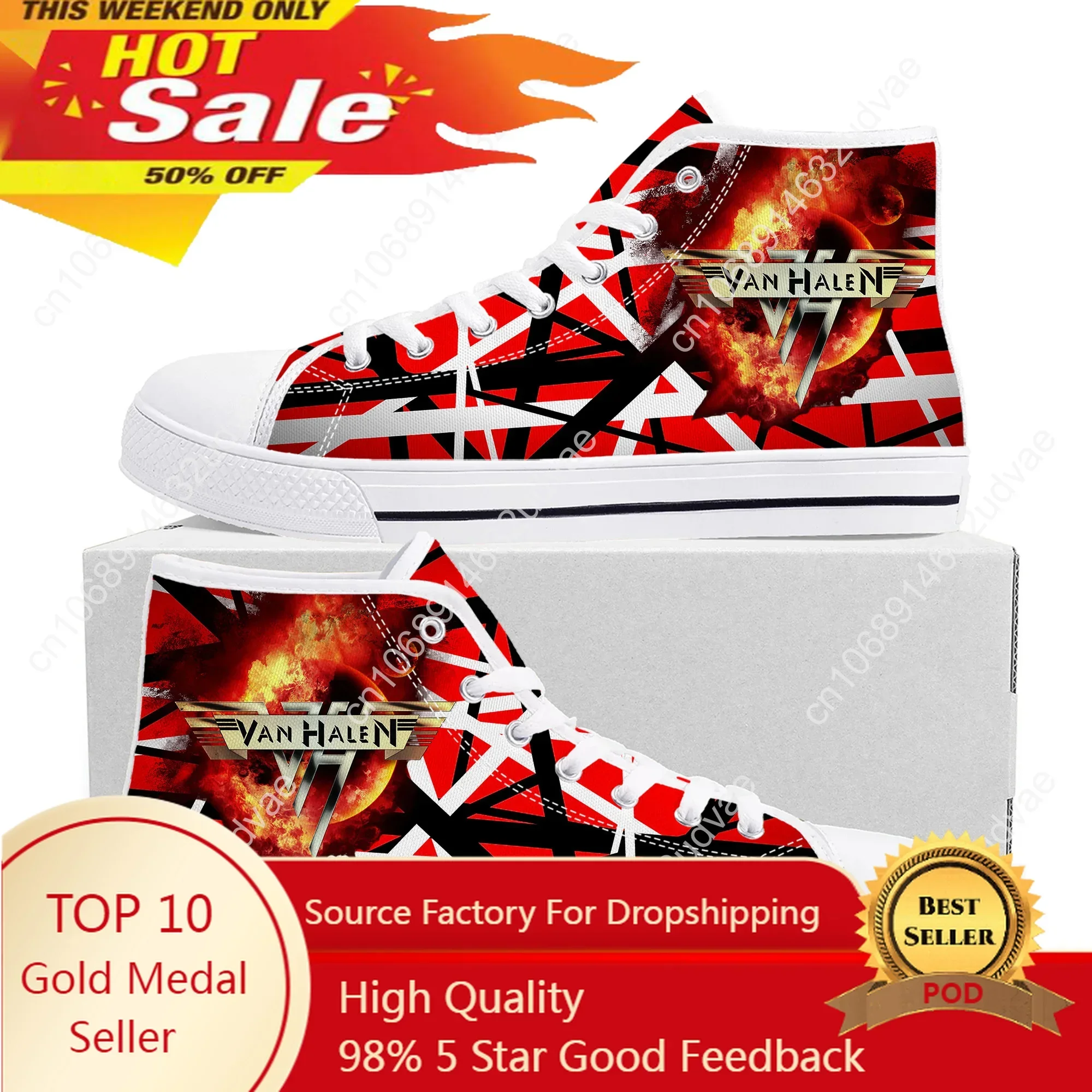 

Van Evh 5150 Stripes Halen High Top Sneakers Men Women Teenager High Quality Canvas Sneaker 1984 Casual Couple Shoes Custom Shoe