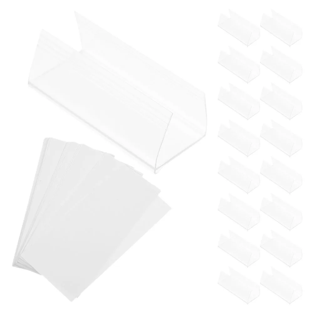 

30 Pcs Label Holders Transparent PVC Shelf Ticket Sign Clips for Display Storage Bins Wire Rack Tag Holders Bookshelf Organizers