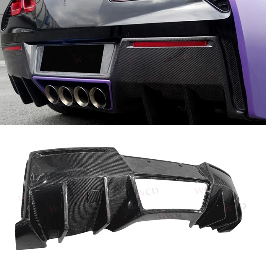 

Carbon Fiber Rear Bumper lip For Chevrolet Corvette C7 Z06 2014-2019 The Rear Diffuser Car Accessories