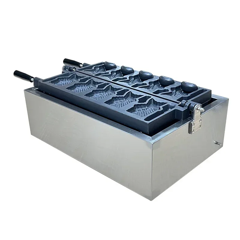 2025Hot Commercial 220V Fish Shape Ice Cream Waffle Cone Machine Open-Mouth Taiyaki Maker Snack Machine