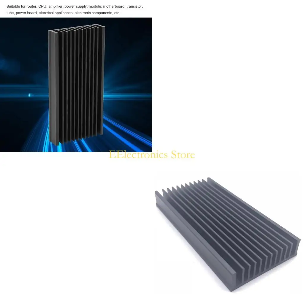 B03C 4Pcs Aluminum Circuit Board Heat Sink Set, 4 Black Aluminum Units with Smooth Bases for Heat-Transfer Materials in