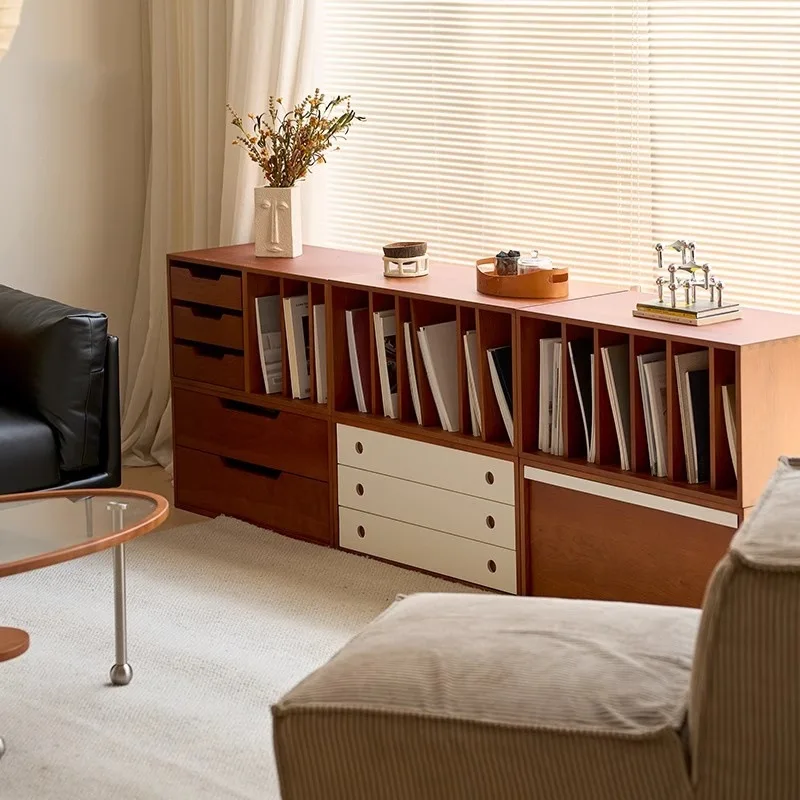 Combinación de piso de taquilla medieval, taquilla, mueble bajo, librería de madera de cerezo