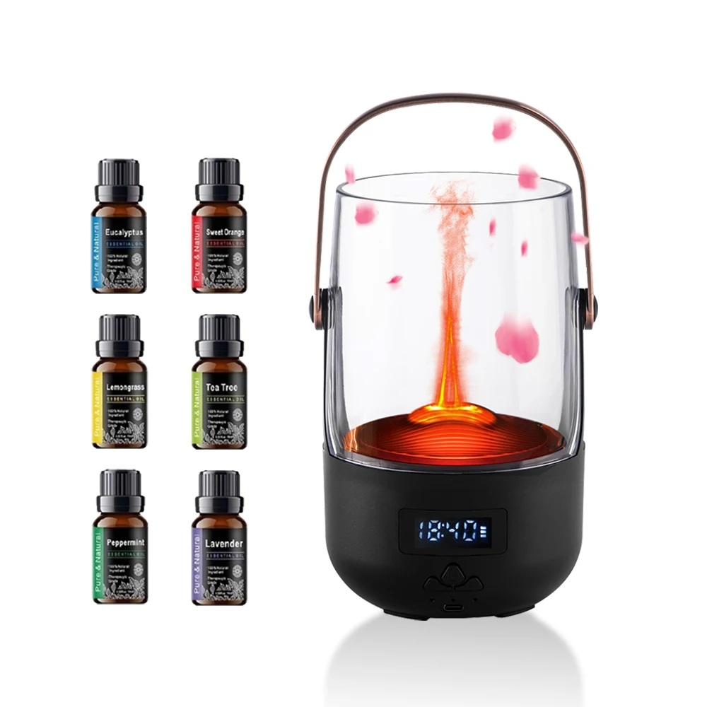 

Multi-Functional Aroma Diffuser Retro Flame Effect Humidifier Solves Dry Air & Stress - 200ML Capacity, 3 Timer Options, Safety
