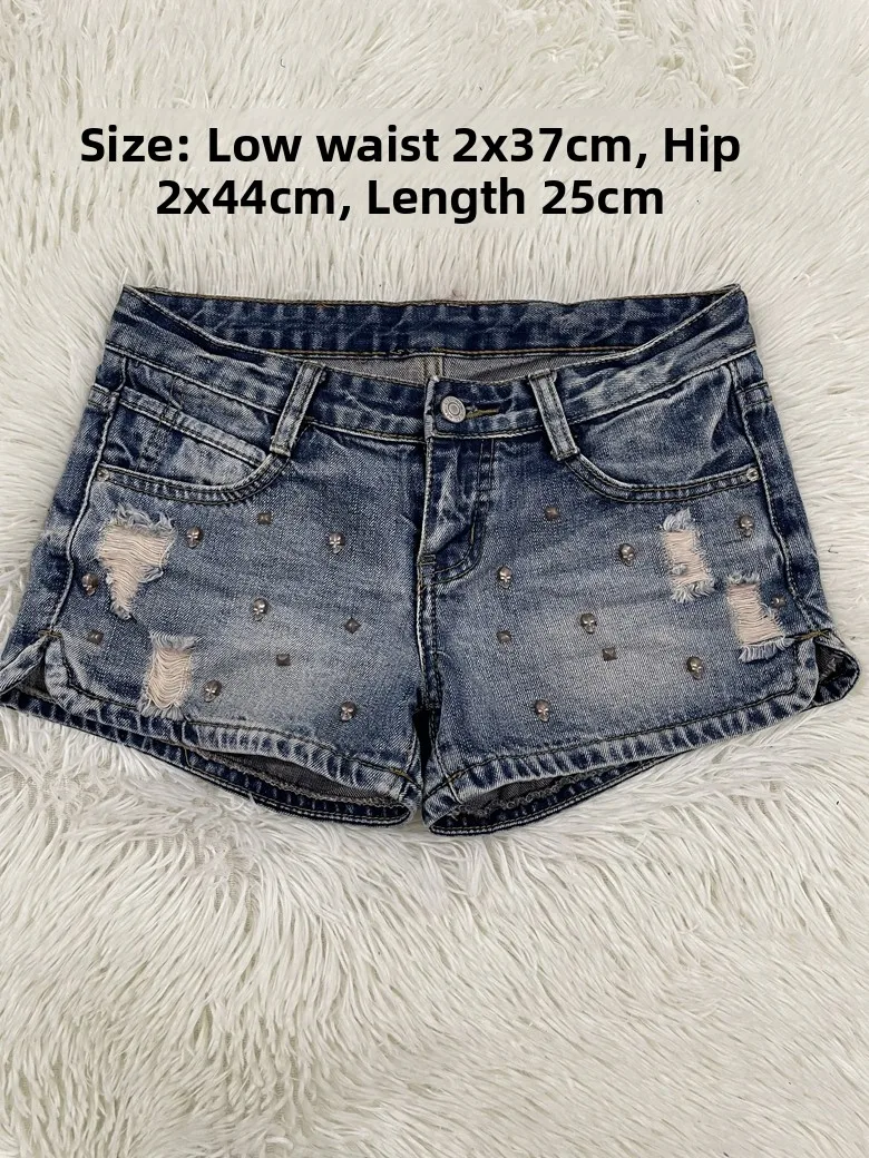 

Винтажные американские ретро Tie Dye Distred Hippie Millennium Y2K Hot Girl Джинсовые брюки с низкой талией Super orts Повседневные широкие брюки