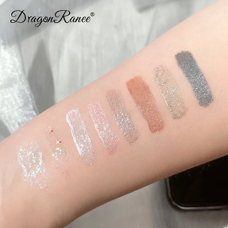 Set di ombretti liquidi da 8 pezzi, luccicanti multiuso, miscelazione facile, evidenziatore impermeabile e duraturo per illuminare il trucco degli occhi