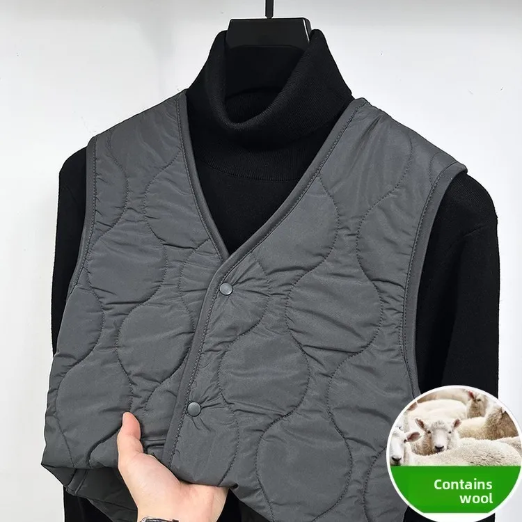

Мужской шерстяной жилет с воротником-сердечком, внутренняя теплая верхняя одежда, деловой повседневный зимний жилет из полиэстера