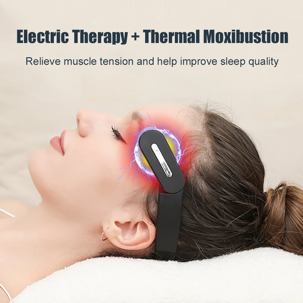 مدلك معبد الرأس الكهربائي EMS محفز الدماغ الحالي الصغير الاهتزاز التدفئة الصحة نبض العلاج تحسين جودة النوم