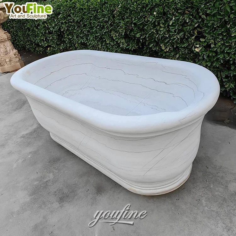 Luxury Stone Baths,Natural Travertine  standing Bathtub Oval Stone Soaking Tub Hand Carved Luxury Bath For Hotel Villa Home