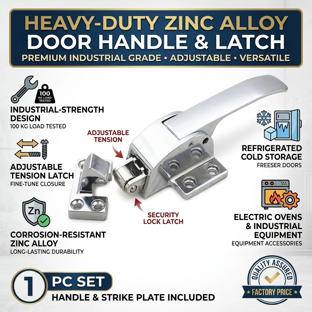 Zinc Alloy Freezer Door Lock Handle Adjustable Heavy Duty Latch For Refrigerated Cold Storage Electric Oven Accessories 1 Pc