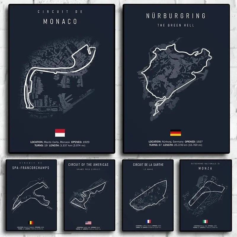 F1 Imola Monaco Formula 1 لوحة جدارية ، صيغة 1 ملصق ، سباق رياضة السيارات الجمالي ، علامة قصدير معدنية ، لوحة لديكور المنزل