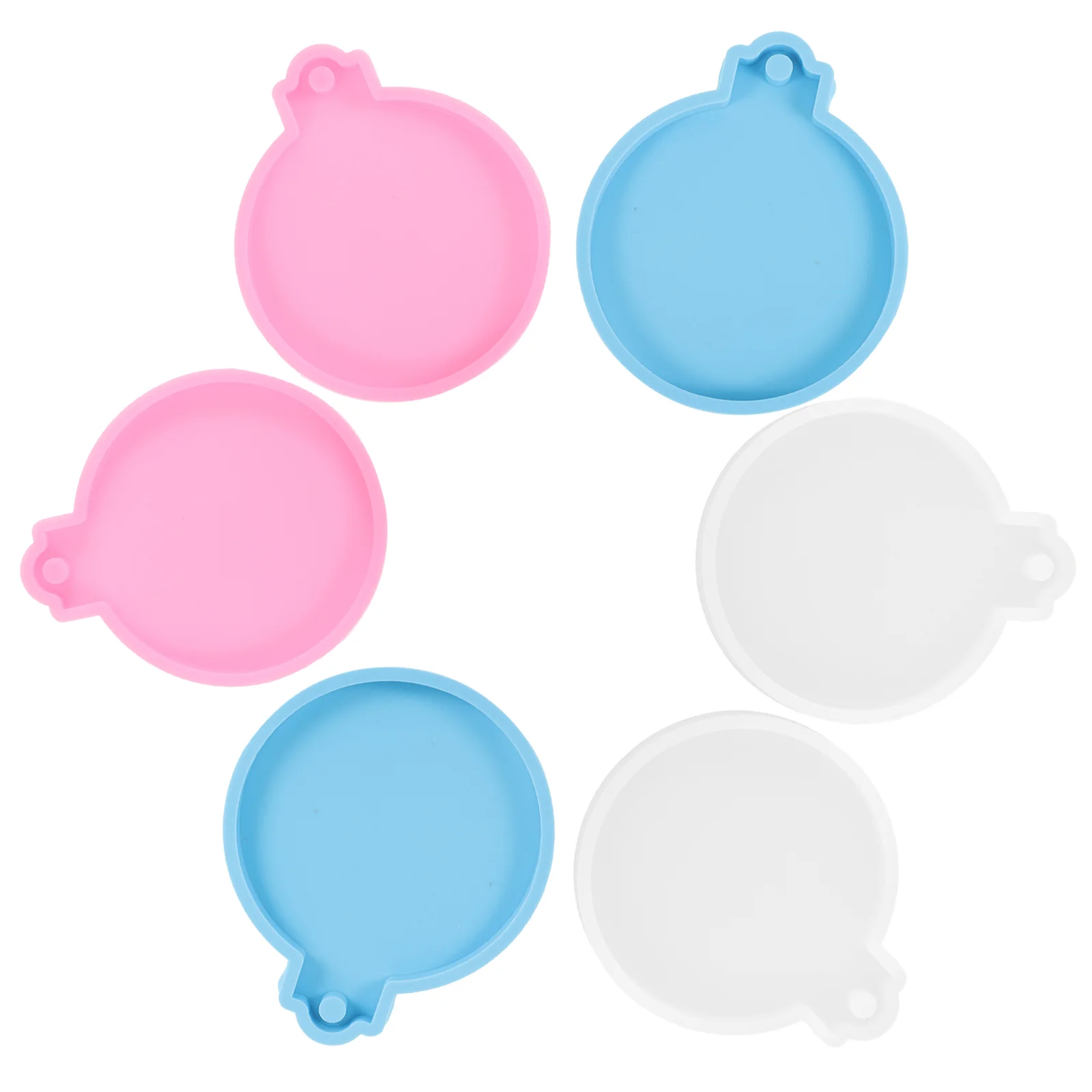 

6 Pcs Christmas nament Resin Casting Molds Round Shaped Silicone Craft Earring Pendant Making White Reusable Non