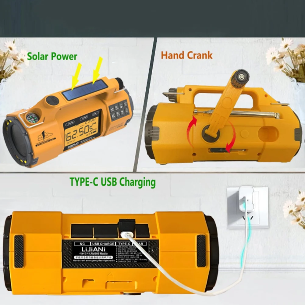 ABAB Multi-Function Emergency Radio with AM/FM/SW/ Bands, Large Flashlight, Large Speaker, Hand-Crank Generator