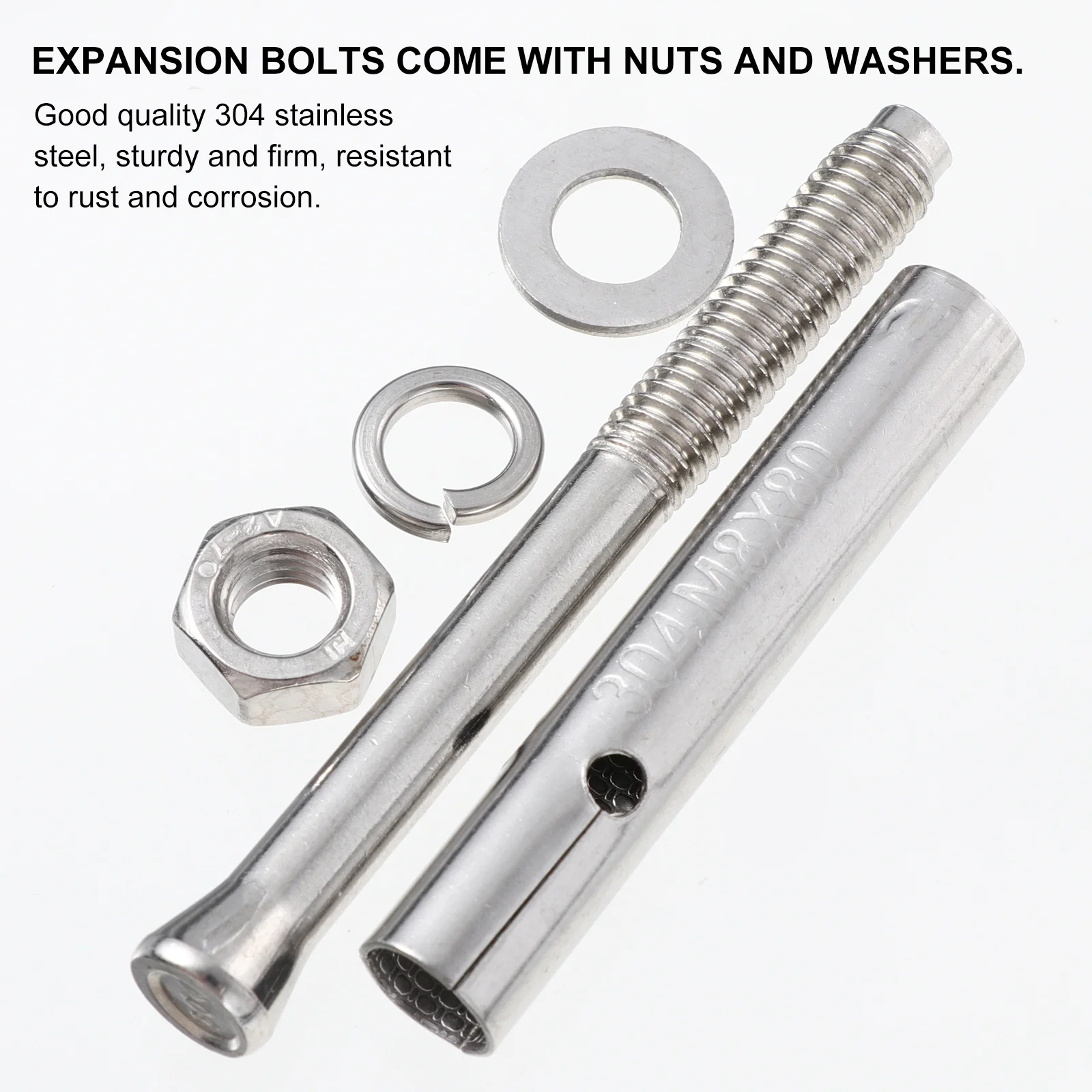 

10Pcs Stainless Steel Expansion Bolts 304 Pool Safety Cover Anchors Concrete Sleeve Anchor External Hex Expansion Bolt
