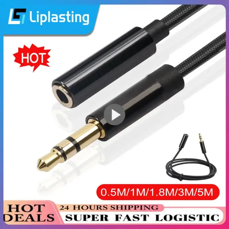 0.5/1/1.8/3/5M Headphone Extension Cable 3.5mm Jack Male To Female 3.5mm AUX Cable Audio Stereo Extender Cord Earphone Speaker