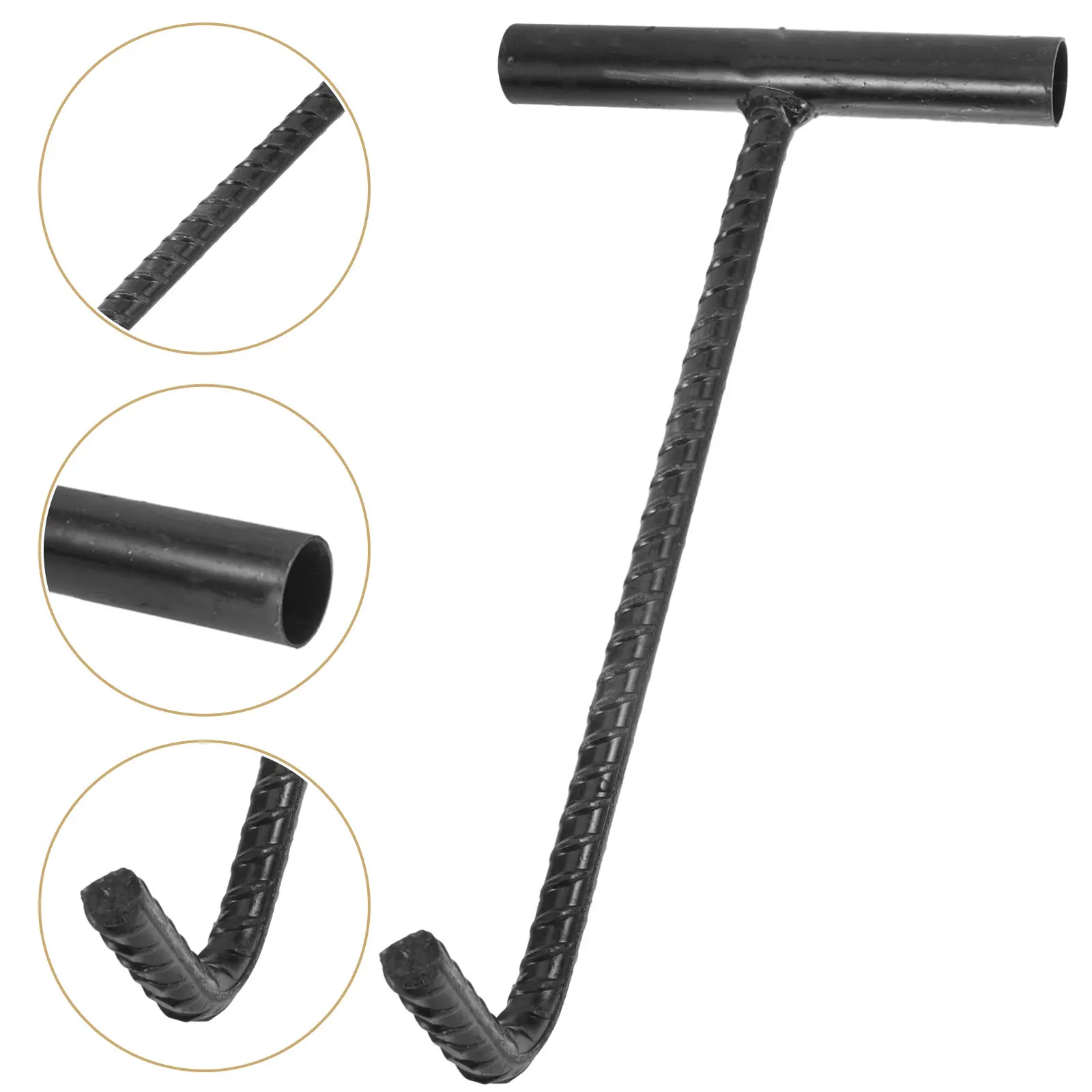 Manhole Cover Hook T Shaped Heavy Duty Steel Stainless Steel Manhole Lifter Tool for Roll Up Door Sewer Drain T Shaped Hook