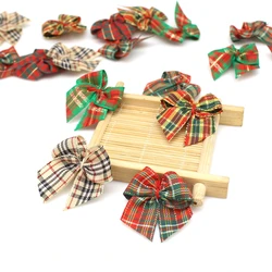 (30 Pcs) 3.5*3.5cm christmas Ribbon Bows Small Size Polyester Satin Ribbon Bow Flower DIY Craft Decoration