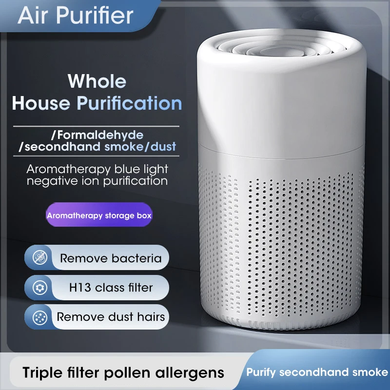 Portable USB Air Purifier Blue Ion Technology Essential Oil Diffuser 100% Odor Eliminator Quiet for Car Office Desk Travel