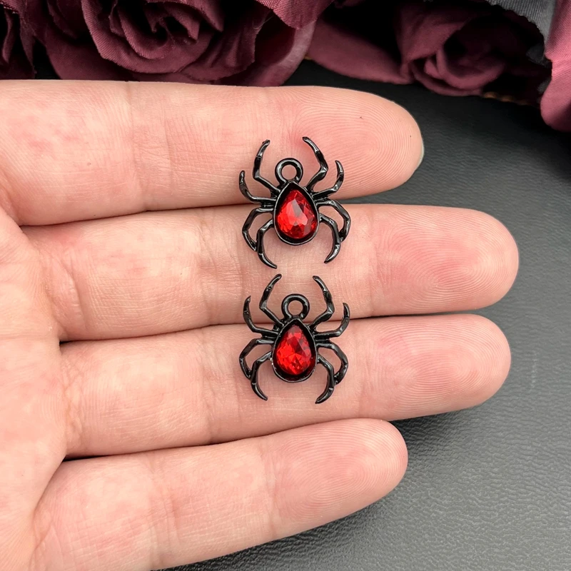 10pcs Blood Red Spider Pendant  Gothic Tarantula Pendant, Wiccan, Witchy, Creepy Cute, Halloween,Handcrafted Jewelry Accessories