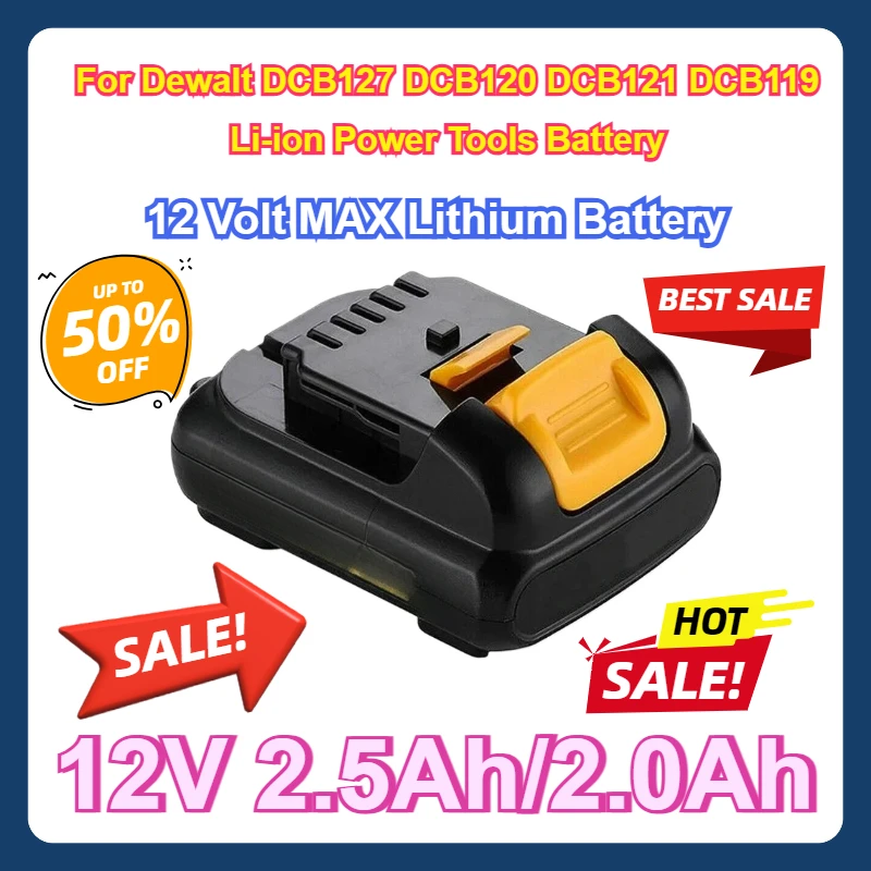 

For Dewalt DCB127 DCB120 DCB121 DCB119 Li-ion Power Tools Battery 1-3PACK 10.8V/12V 2.5Ah 2.0Ah 12 Volt MAX Lithium Battery