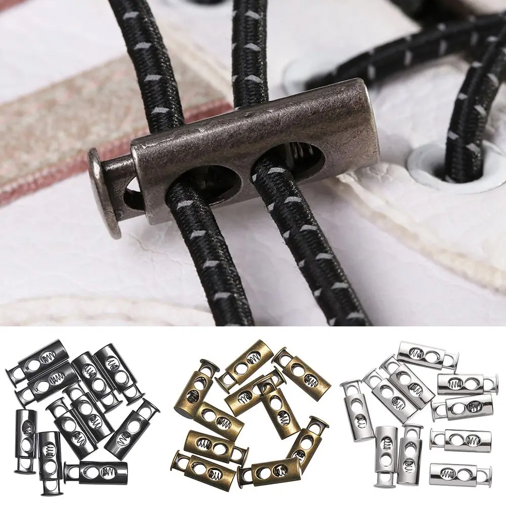 

10pcs 26*9mm Accessories Apparel Shoelace Sportswear DIY Metal Clamp Double Hole Stoppers Stopper Cord Lock Toggle