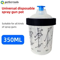 Atpro 350ml Spray Gun Pot Disposable Can Car Paint With Graduated Paint Mixing Cup Disposable And Suitable For Sata Adapter