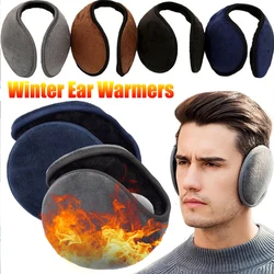 Orejeras de piel gruesa para hombres y mujeres, cubierta de oreja de terciopelo para ciclismo al aire libre, esquí, forro polar de felpa cálido, Protector de orejas de invierno