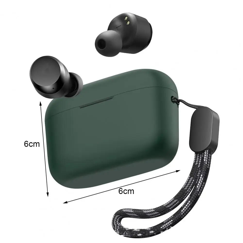 Decorative Good Rebound Bluetooth-compatible Earbuds with Hanging Rope Carrying Case Anti-shock Solid Color Earphone Case