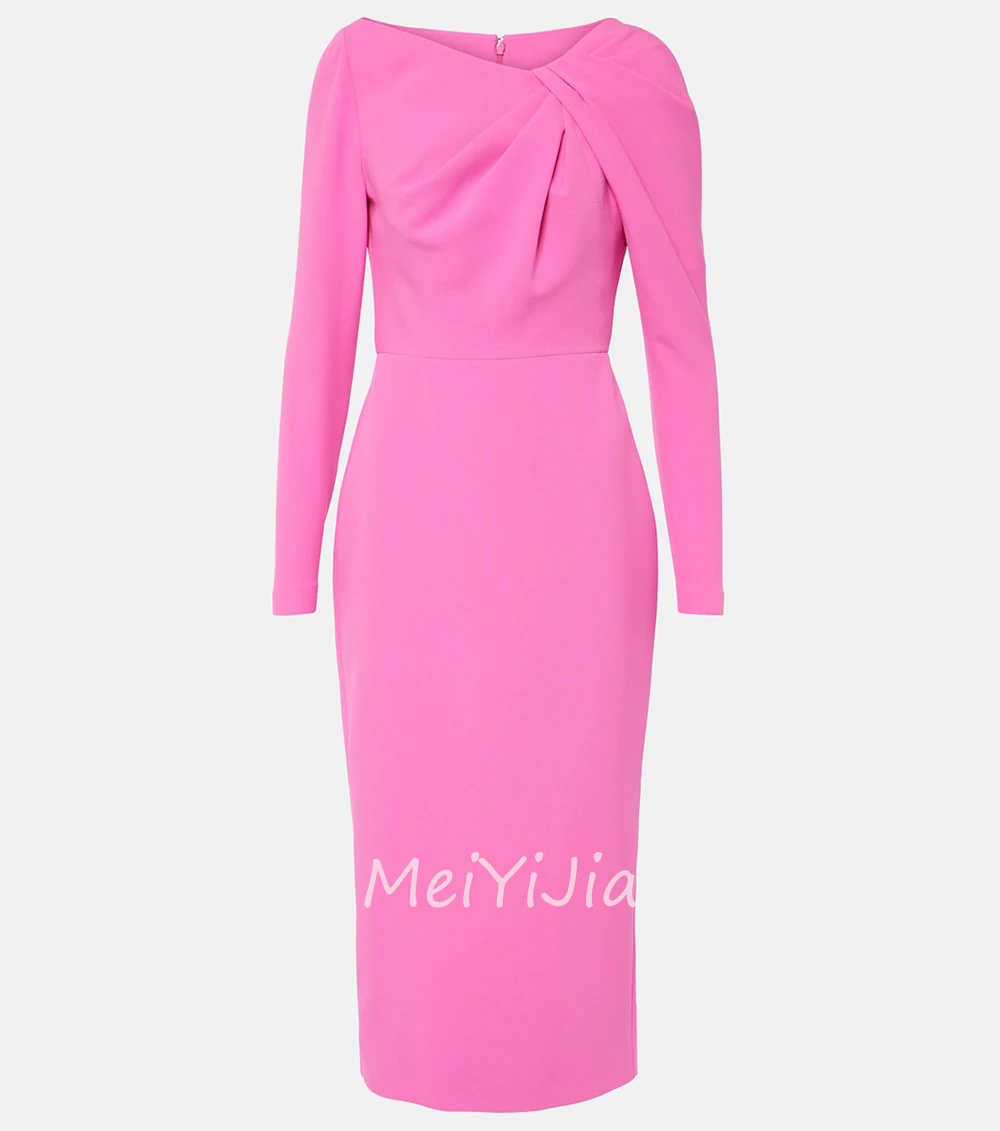 MeiYiJia O-Neck Zipper-Up Mermaid Ruffle Sash LongSleeves Tea-Length Saudi Arabia Sexy Evening Birthday Club Outfits Summer 2024