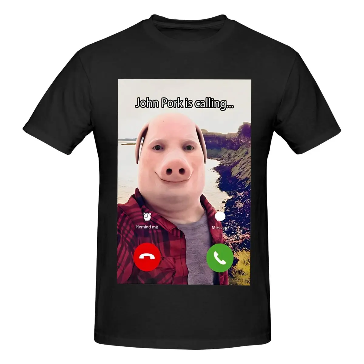 ヴィンテージジョンポークは電話おかしい Tシャツ男性女性のラウンドネック綿 100% Tシャツ豚ミーム Tシャツオリジナルトップス