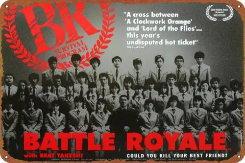 ملصق فيلم Battle Royale ريترو معدن القصدير مقاس 8 × 12 بوصة #1