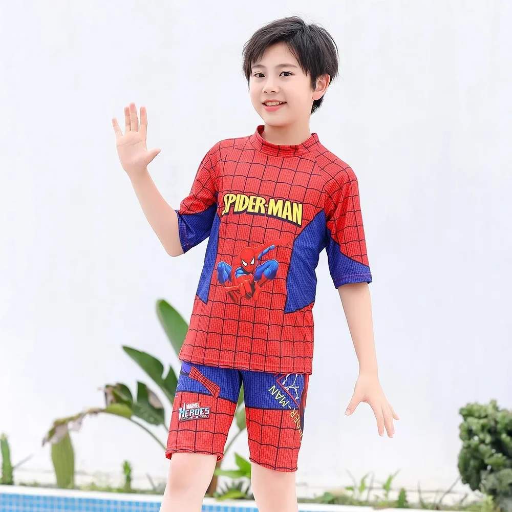 Bañador de Spiderman de Los Vengadores para niños pequeños, traje de baño Flotador para niños, traje de surf para niños, ropa de playa de dibujos animados con sombrero y gafas