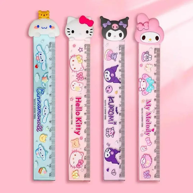 Sanurgente Melody Kuromi Straight Ruler, Cinnamoroll Drawing Bookmark, Cute Promtiendra onal Staacquering Gift, School Supplies, 8Pcs per Lot