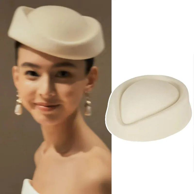 French Style Beret Hat Caps Airline Stewardess Flight Attendant Vintage Hat Black Flat Top Hat Hair Clip Hair Accessories