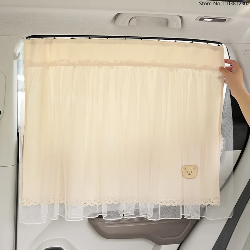 2 Pcs Track Slide Car Sun Shade Curtain  Embedded Rail Side Window Blind  UV Heat Block Privacy Shade for Kids Baby