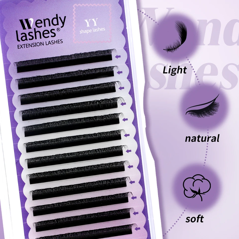 Wendy Lashes pestañas YY shape, extensiones automáticas, W shape, 3D 4D 5D 6D 8D, negras, premade 3